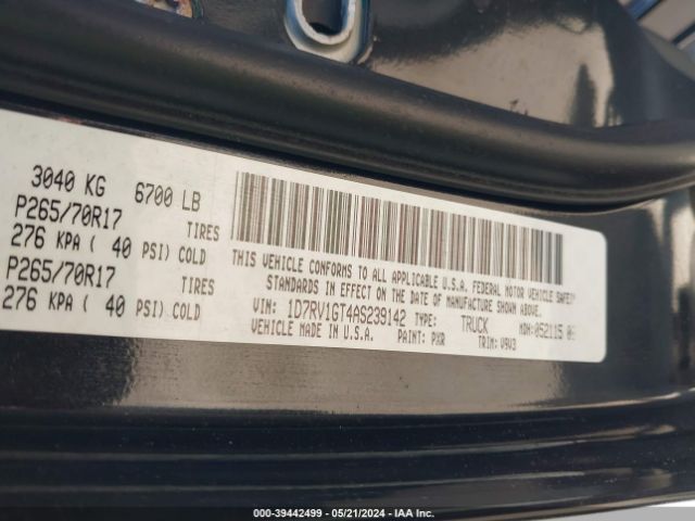 Photo 8 VIN: 1D7RV1GT4AS239142 - DODGE RAM 1500 