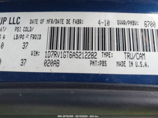 Photo 8 VIN: 1D7RV1GT6AS212282 - DODGE RAM 1500 