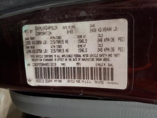 Photo 11 VIN: 1D8GP25B04B515219 - DODGE CARAVAN SE 