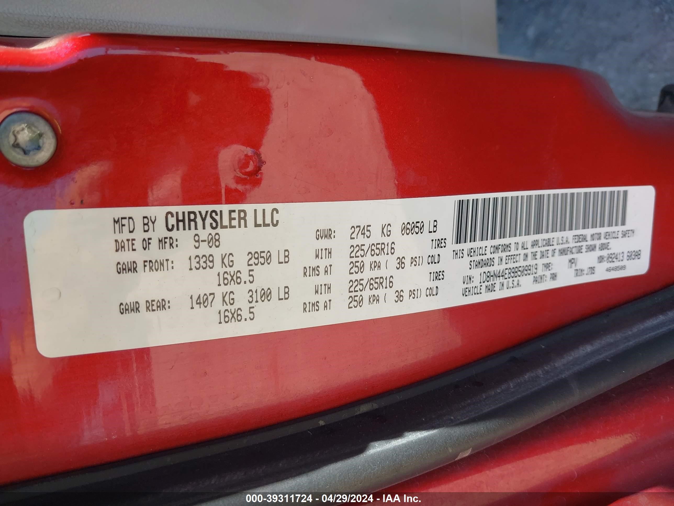 Photo 8 VIN: 1D8HN44E89B509919 - DODGE CARAVAN 