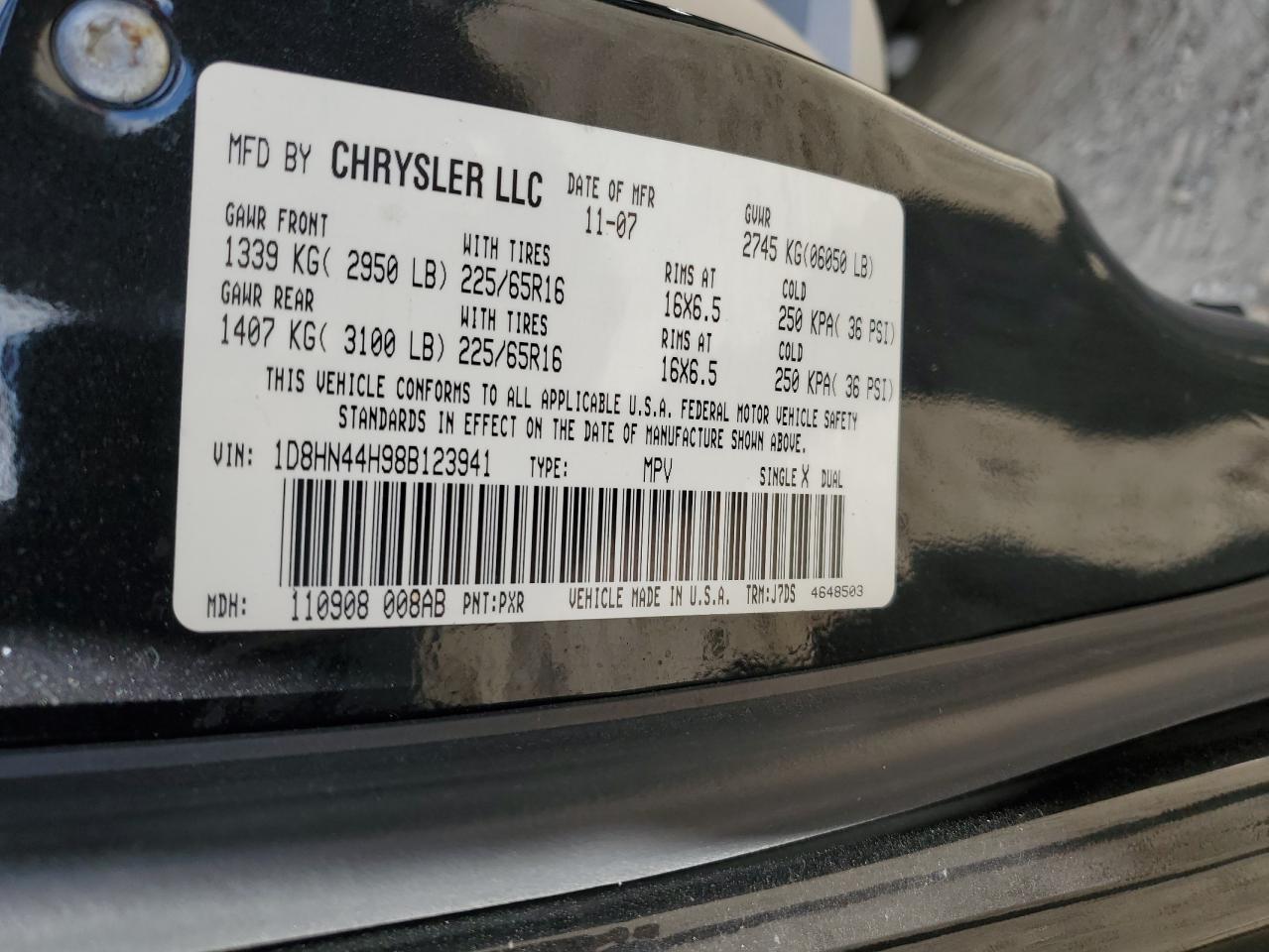 Photo 12 VIN: 1D8HN44H98B123941 - DODGE CARAVAN 