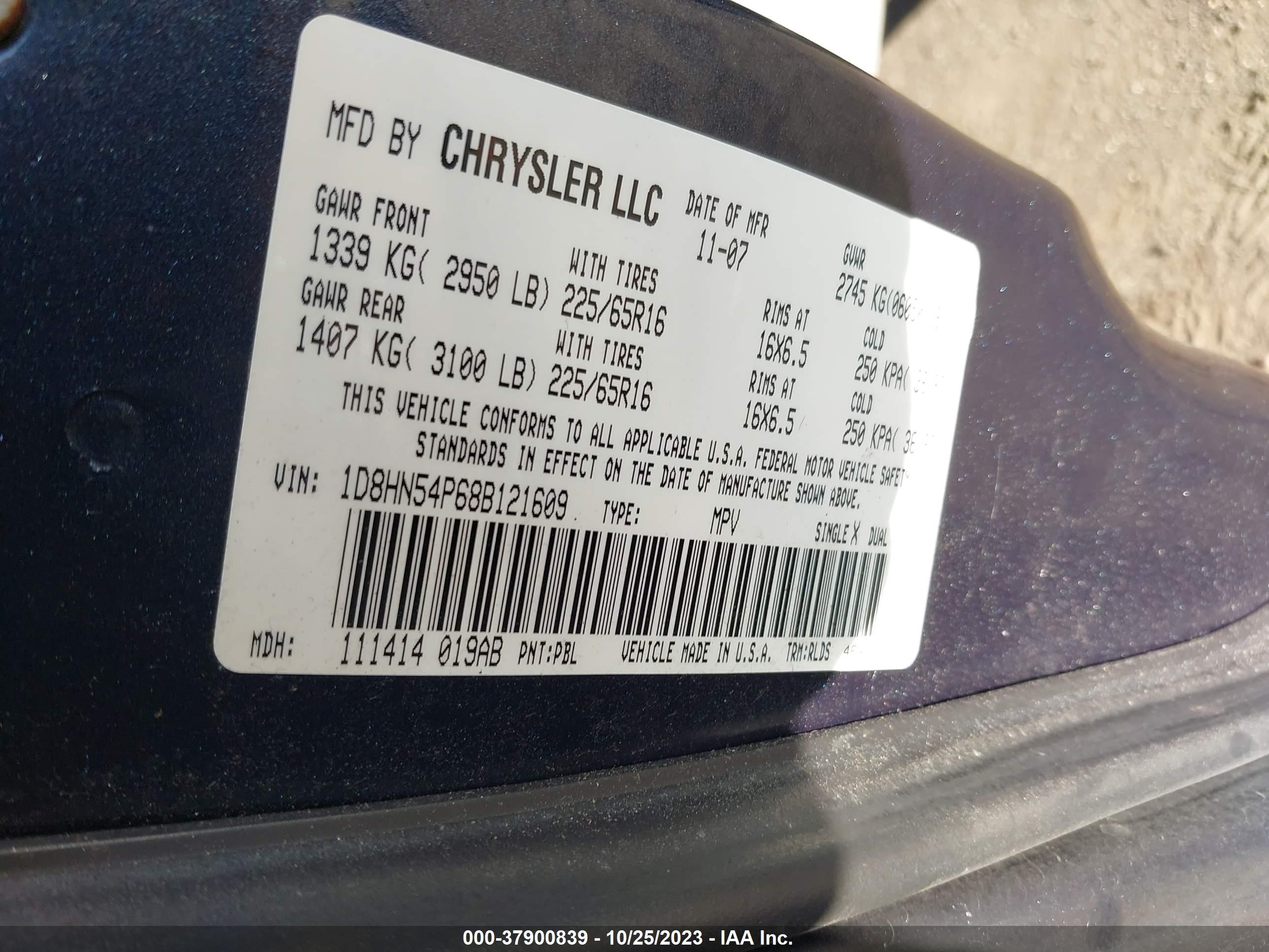 Photo 8 VIN: 1D8HN54P68B121609 - DODGE CARAVAN 