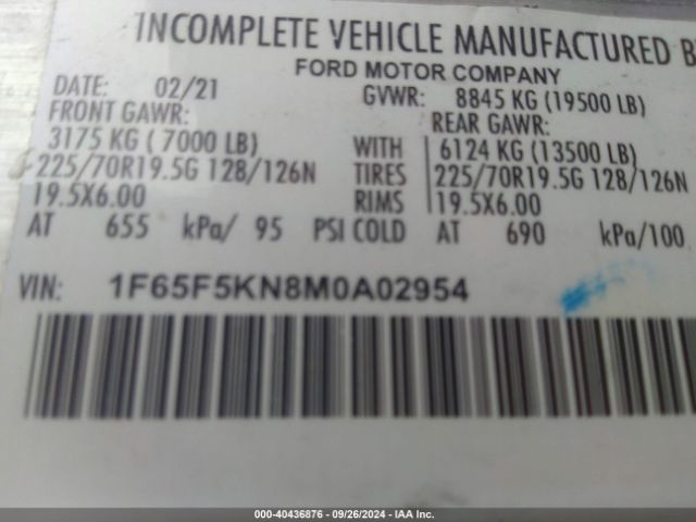 Photo 8 VIN: 1F65F5KN8M0A02954 - FORD COMMERCIAL CHASSIS 