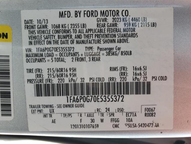 Photo 11 VIN: 1FA6P0G70E5355372 - FORD FUSION S 