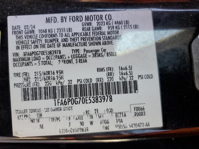 Photo 11 VIN: 1FA6P0G70E5383978 - FORD FUSION S 