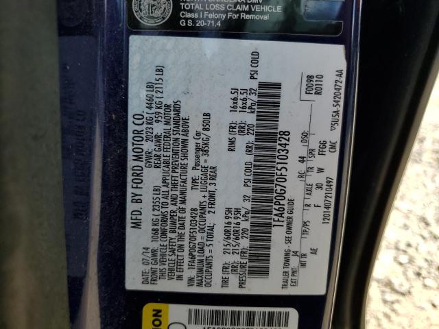 Photo 11 VIN: 1FA6P0G70F5103428 - FORD FUSION S 