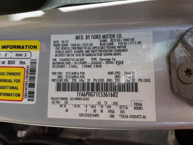 Photo 9 VIN: 1FA6P0G71E5361682 - FORD FUSION S 