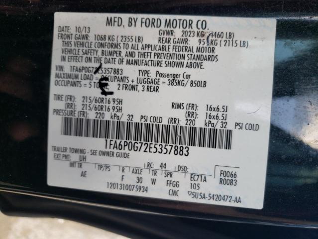 Photo 9 VIN: 1FA6P0G72E5357883 - FORD FUSION S 