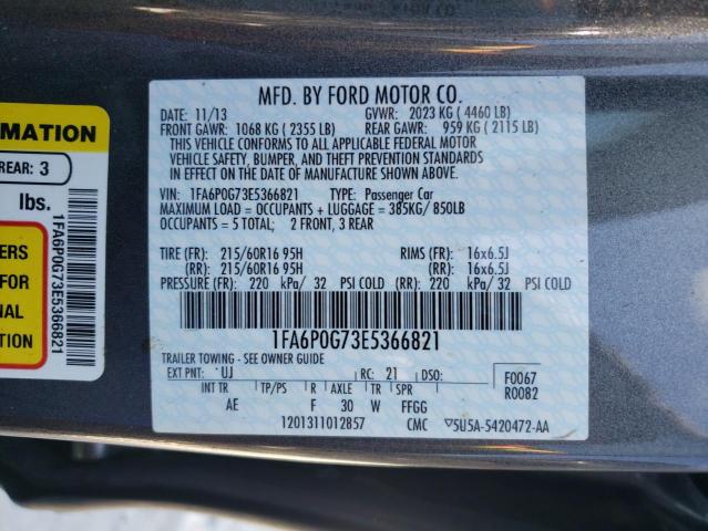 Photo 11 VIN: 1FA6P0G73E5366821 - FORD FUSION S 