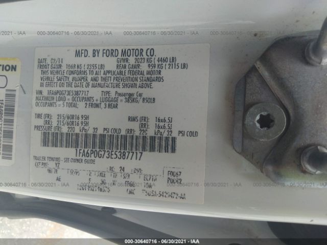 Photo 8 VIN: 1FA6P0G73E5387717 - FORD FUSION 