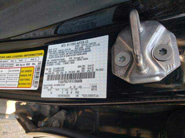 Photo 9 VIN: 1FA6P0G74F5106686 - FORD FUSION S 