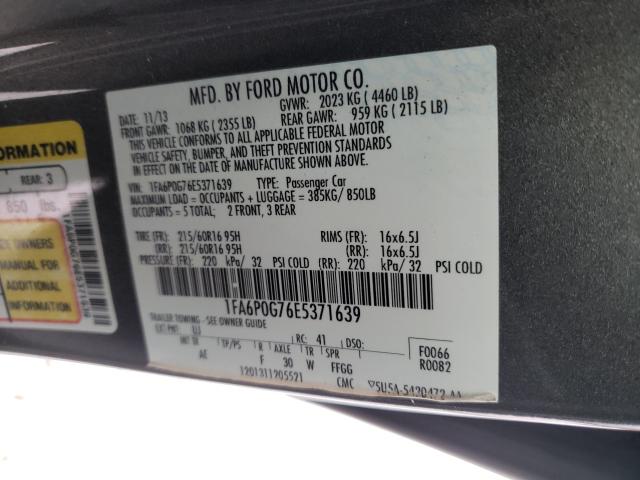 Photo 9 VIN: 1FA6P0G76E5371639 - FORD FUSION S 