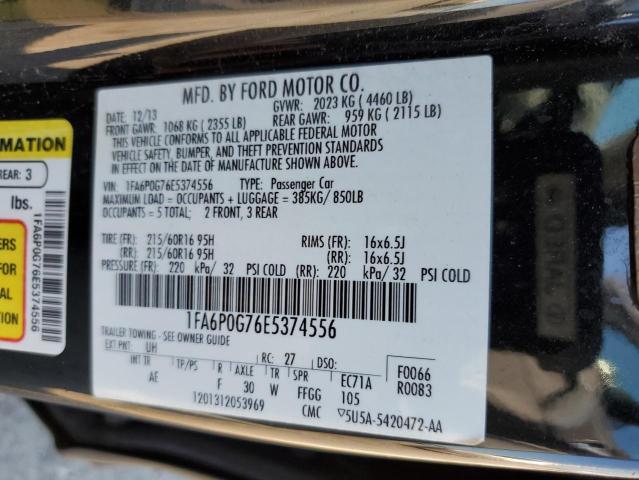 Photo 9 VIN: 1FA6P0G76E5374556 - FORD FUSION S 