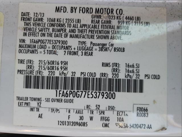 Photo 9 VIN: 1FA6P0G77E5379300 - FORD FUSION S 