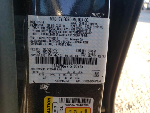 Photo 9 VIN: 1FA6P0G77F5100915 - FORD FUSION 