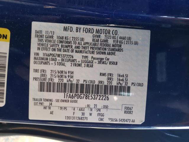 Photo 11 VIN: 1FA6P0G78E5372226 - FORD FUSION S 