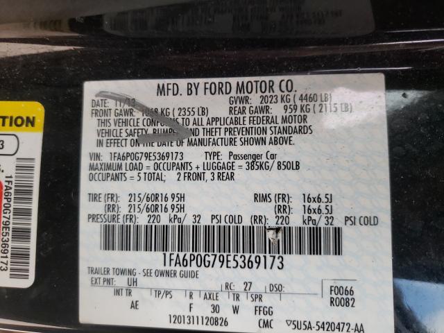 Photo 9 VIN: 1FA6P0G79E5369173 - FORD FUSION S 