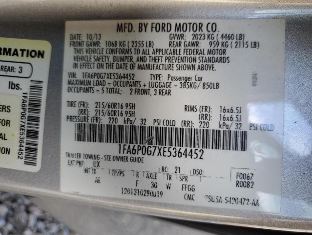 Photo 11 VIN: 1FA6P0G7XE5364452 - FORD FUSION S 