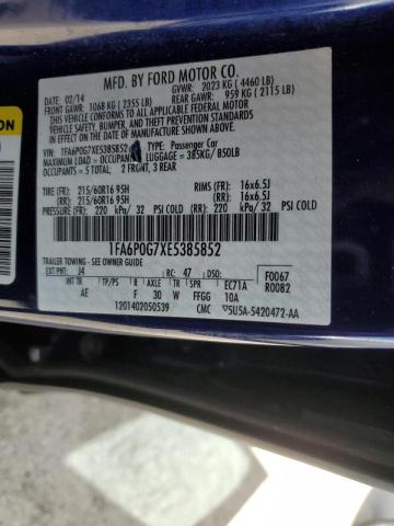 Photo 9 VIN: 1FA6P0G7XE5385852 - FORD FUSION S 