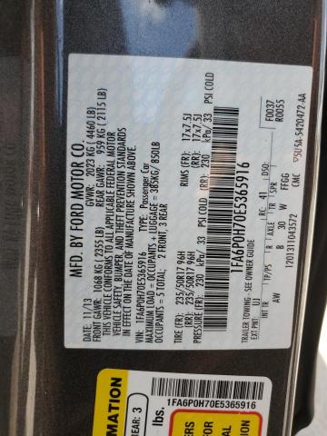 Photo 12 VIN: 1FA6P0H70E5365916 - FORD FUSION SE 