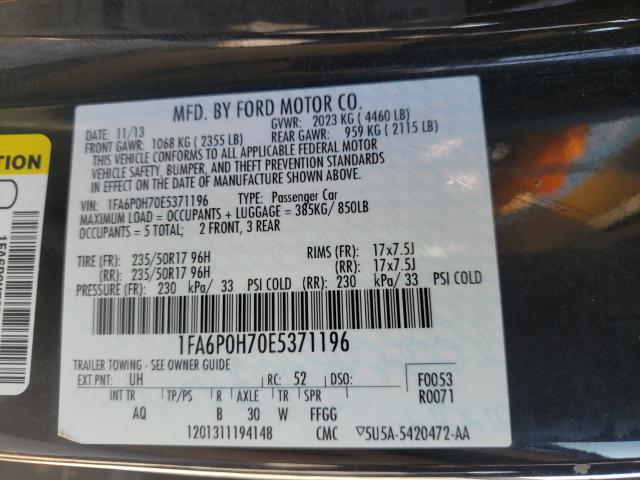 Photo 9 VIN: 1FA6P0H70E5371196 - FORD FUSION SE 