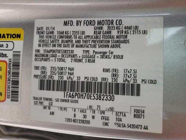 Photo 9 VIN: 1FA6P0H70E5382330 - FORD FUSION SE 