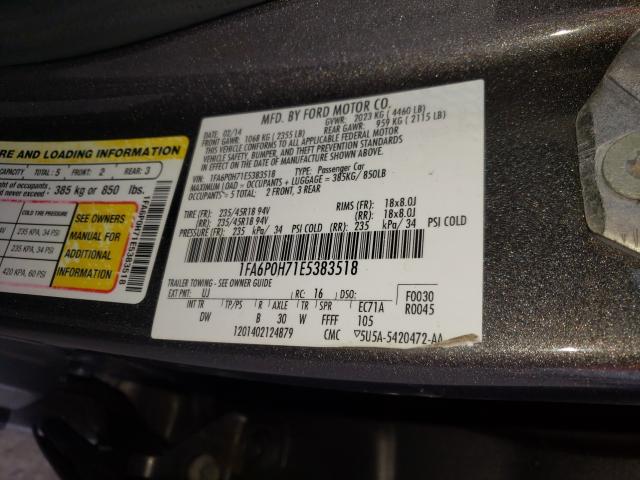 Photo 9 VIN: 1FA6P0H71E5383518 - FORD FUSION SE 