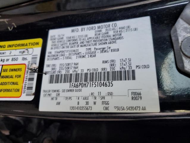 Photo 11 VIN: 1FA6P0H71F5104635 - FORD FUSION 