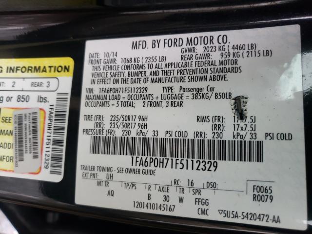 Photo 9 VIN: 1FA6P0H71F5112329 - FORD FUSION SE 