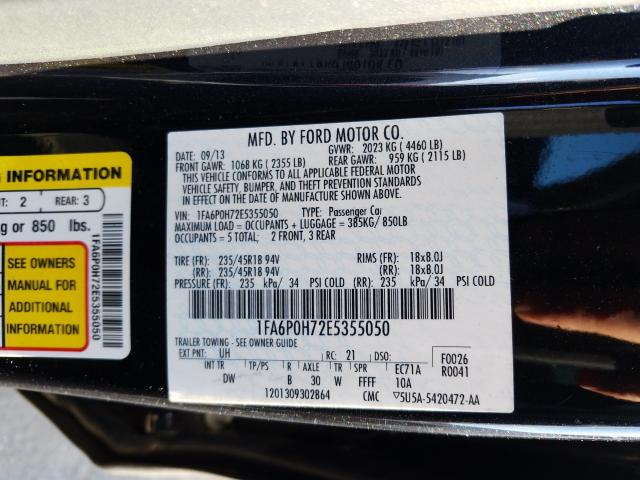 Photo 9 VIN: 1FA6P0H72E5355050 - FORD FUSION SE 