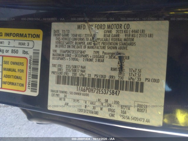 Photo 8 VIN: 1FA6P0H72E5375847 - FORD FUSION 