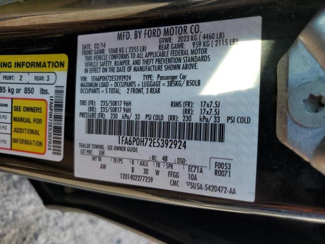 Photo 11 VIN: 1FA6P0H72E5392924 - FORD FUSION SE 