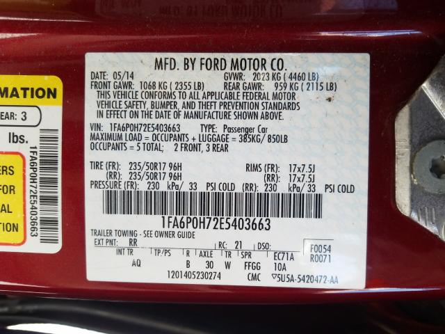 Photo 9 VIN: 1FA6P0H72E5403663 - FORD FUSION SE 