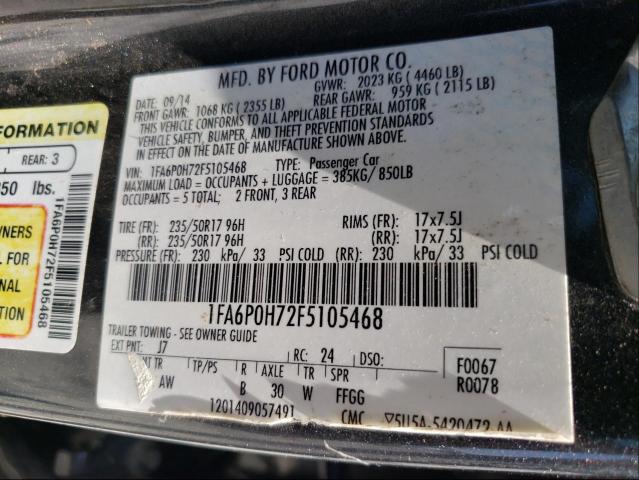 Photo 9 VIN: 1FA6P0H72F5105468 - FORD FUSION 