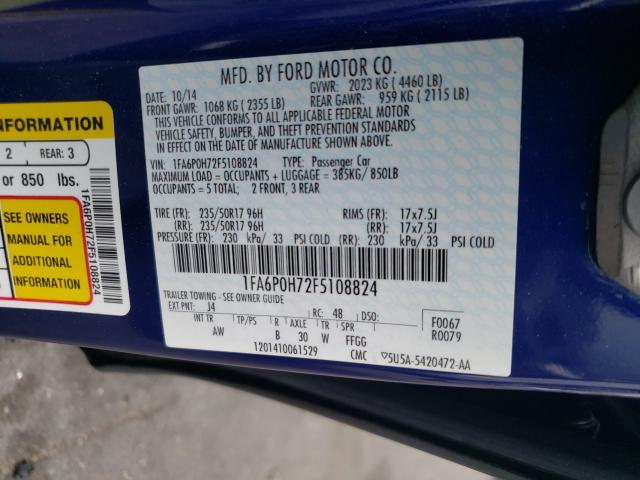 Photo 9 VIN: 1FA6P0H72F5108824 - FORD FUSION 