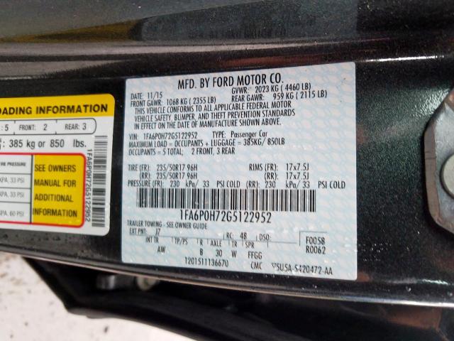 Photo 9 VIN: 1FA6P0H72G5122952 - FORD FUSION SE 