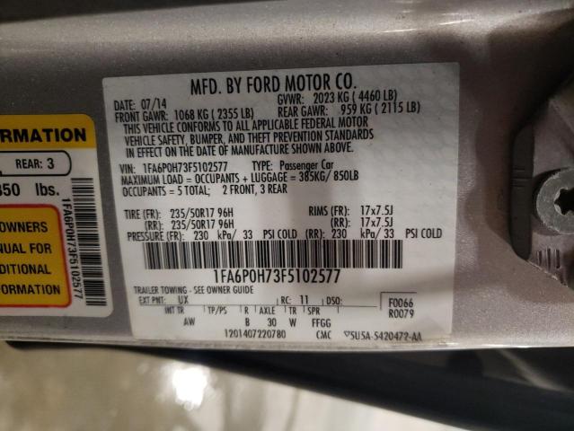 Photo 11 VIN: 1FA6P0H73F5102577 - FORD FUSION SE 