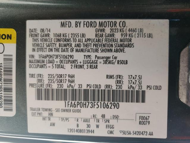 Photo 11 VIN: 1FA6P0H73F5106290 - FORD FUSION 