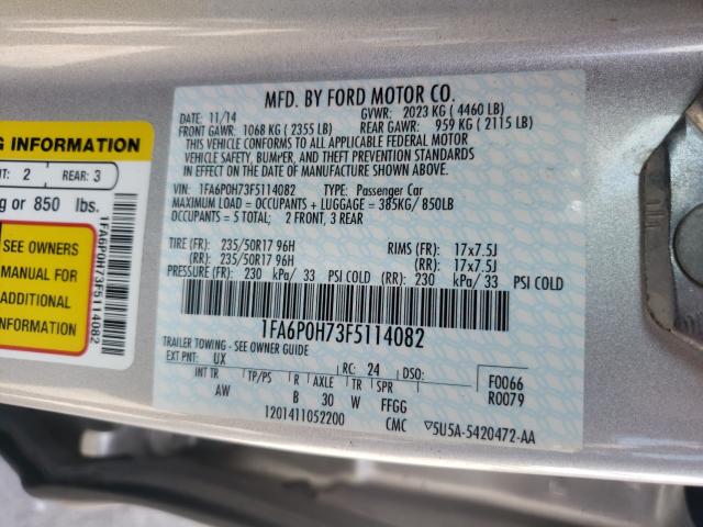 Photo 9 VIN: 1FA6P0H73F5114082 - FORD FUSION SE 