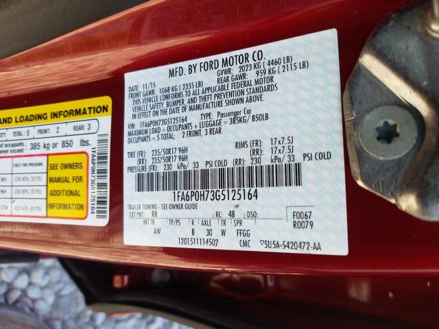 Photo 9 VIN: 1FA6P0H73G5125164 - FORD FUSION SE 