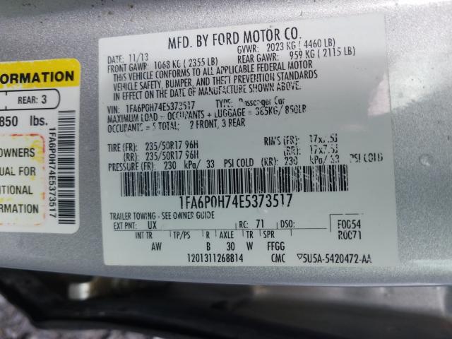 Photo 9 VIN: 1FA6P0H74E5373517 - FORD FUSION SE 