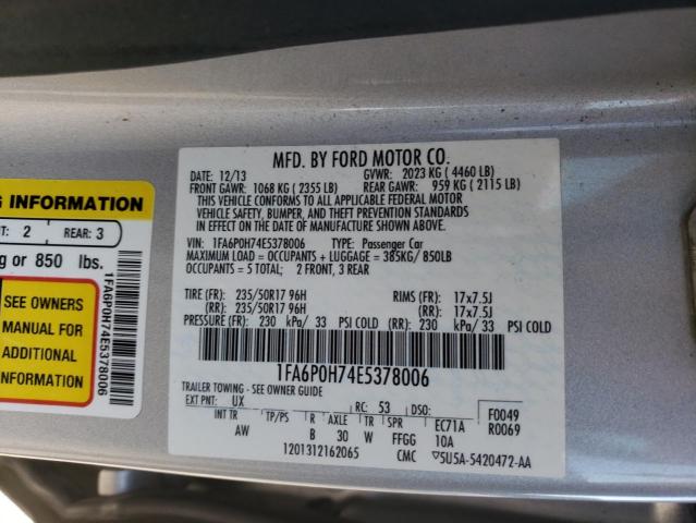 Photo 9 VIN: 1FA6P0H74E5378006 - FORD FUSION SE 