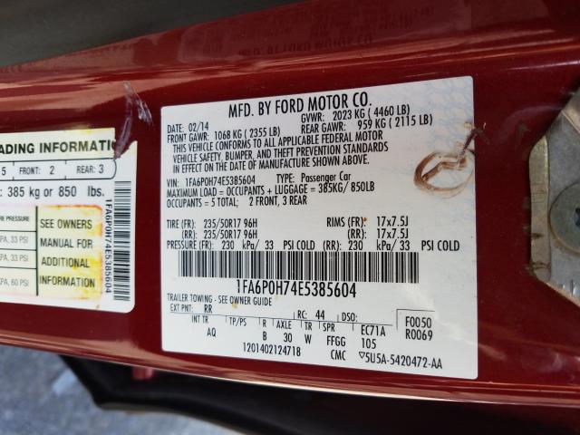 Photo 9 VIN: 1FA6P0H74E5385604 - FORD FUSION SE 