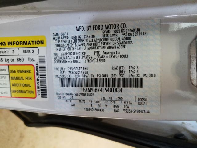 Photo 9 VIN: 1FA6P0H74E5401834 - FORD FUSION 