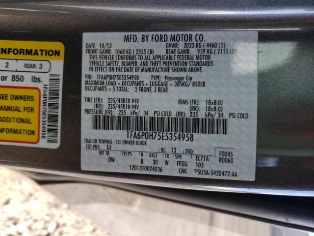 Photo 9 VIN: 1FA6P0H75E5354958 - FORD FUSION 