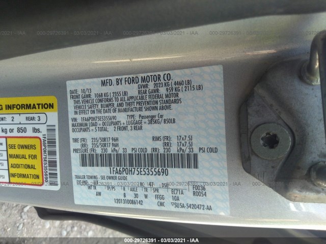 Photo 8 VIN: 1FA6P0H75E5355690 - FORD FUSION 