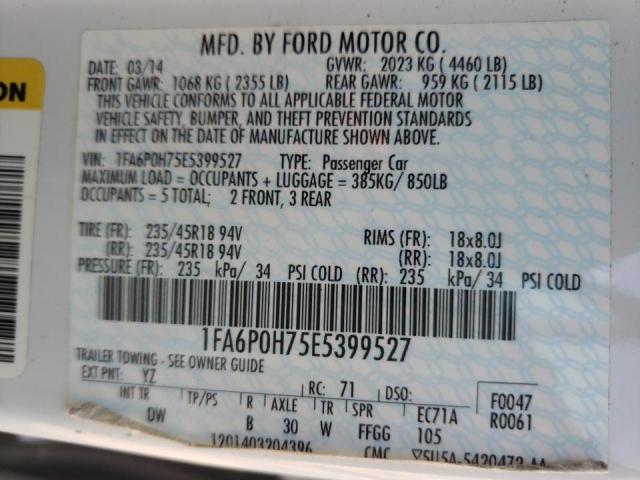 Photo 9 VIN: 1FA6P0H75E5399527 - FORD FUSION SE 