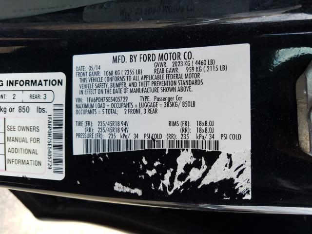 Photo 9 VIN: 1FA6P0H75E5405729 - FORD FUSION SE 