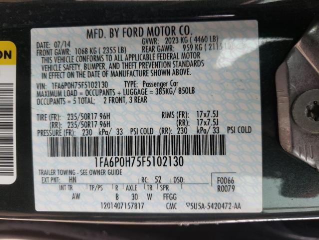 Photo 9 VIN: 1FA6P0H75F5102130 - FORD FUSION SE 