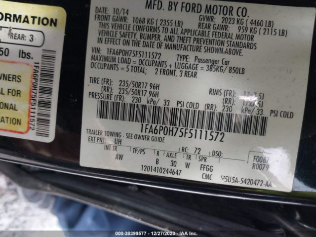 Photo 8 VIN: 1FA6P0H75F5111572 - FORD FUSION 